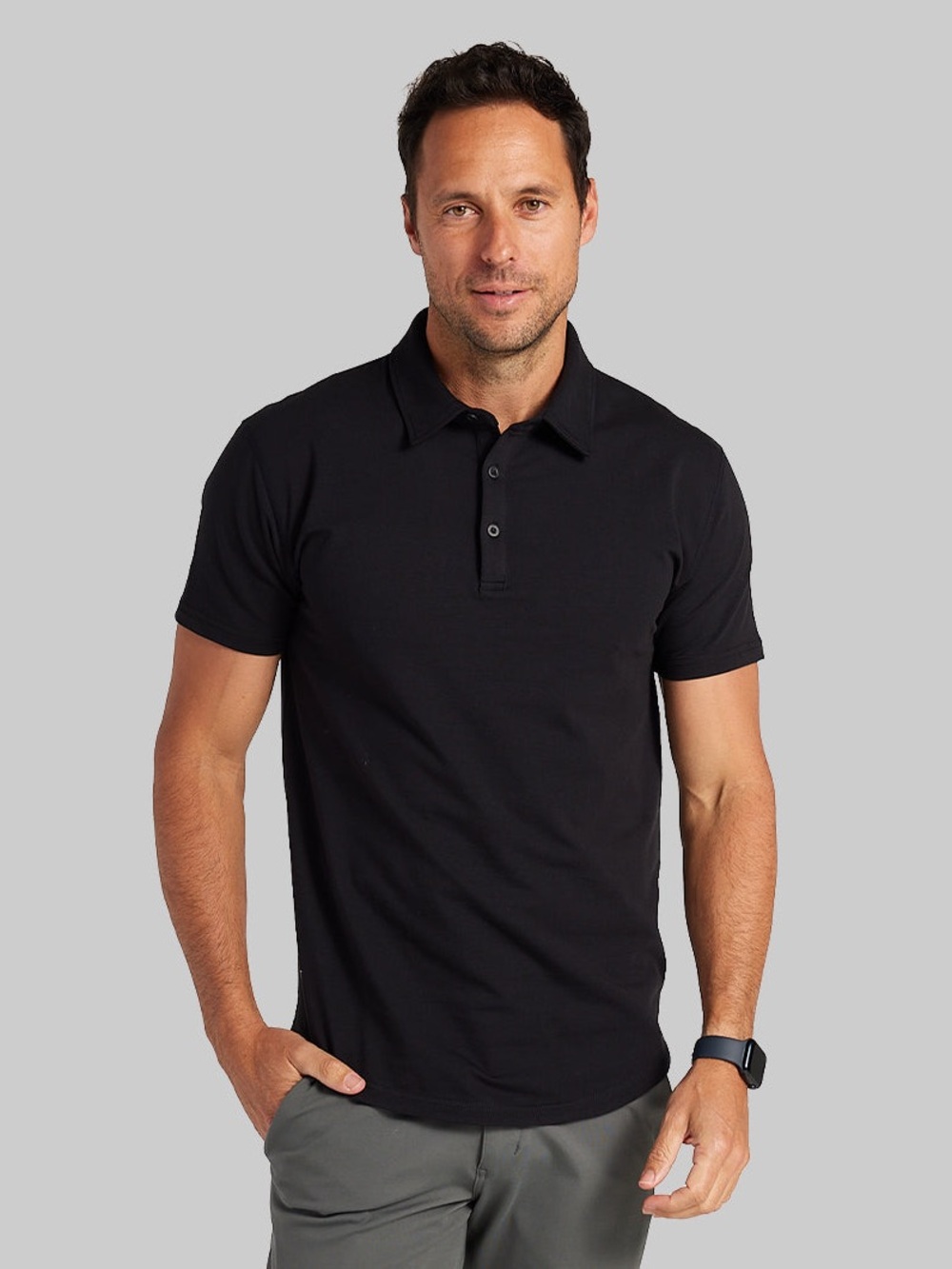 BYLT Basics Black Short-Sleeve Polo